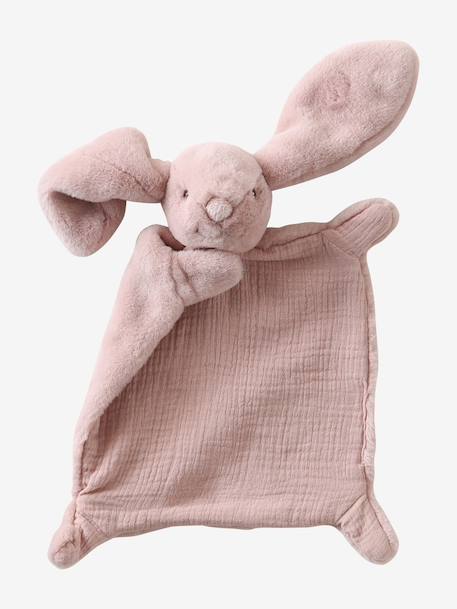 Doudou lapin bi-matière personnalisable blanc+rose - vertbaudet enfant 