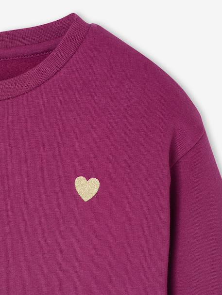 Basics Sweatshirt with Motif for Girls anthracite+coral+peony pink+purple clover+sage+vanilla+violet - vertbaudet enfant 