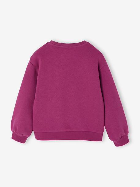 Basics Sweatshirt with Motif for Girls anthracite+coral+peony pink+purple clover+sage+vanilla+violet - vertbaudet enfant 