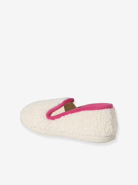 Chaussons élastiqués enfant fabriqués en France écru+rose imprimé - vertbaudet enfant 