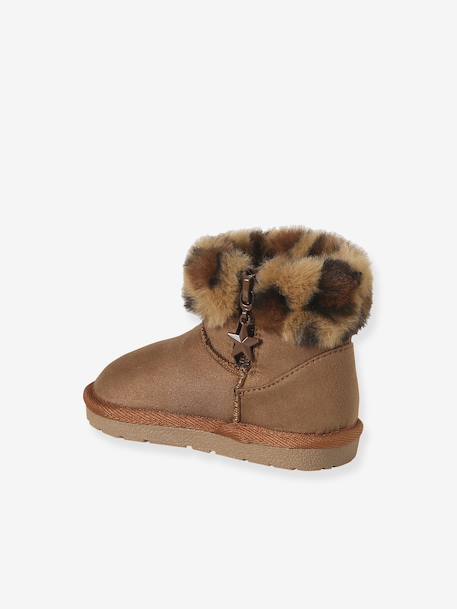 Water-Repellent Furry Boots with Zip for Babies camel - vertbaudet enfant 