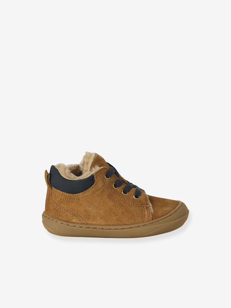 Soft Leather Lace-Up Boots, Designed for First Steps blue+camel+khaki+navy blue+set blue - vertbaudet enfant 