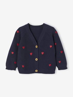 Gilet bébé brodé en côtes anglaises - vertbaudet enfant Bébé-Pull, gilet, sweat-Gilet bébé brodé en côtes anglaises