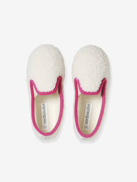 Chaussons élastiqués enfant fabriqués en France écru+rose imprimé - vertbaudet enfant 