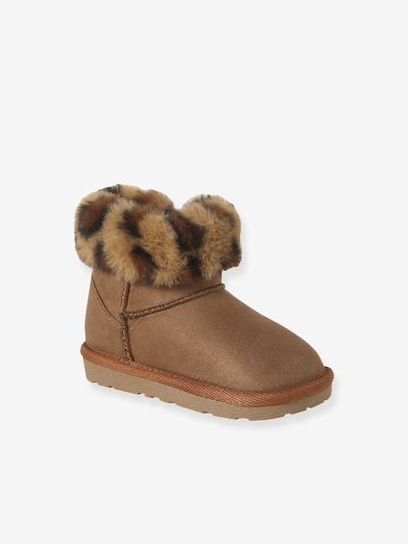 Water-Repellent Furry Boots with Zip for Babies camel - vertbaudet enfant 