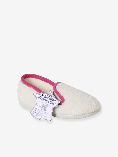 Chaussons élastiqués enfant fabriqués en France écru+rose imprimé - vertbaudet enfant 