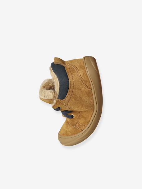 Soft Leather Lace-Up Boots, Designed for First Steps blue+camel+khaki+navy blue+set blue - vertbaudet enfant 