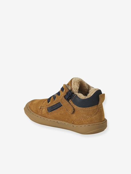 Soft Leather Lace-Up Boots, Designed for First Steps blue+camel+khaki+navy blue+set blue - vertbaudet enfant 