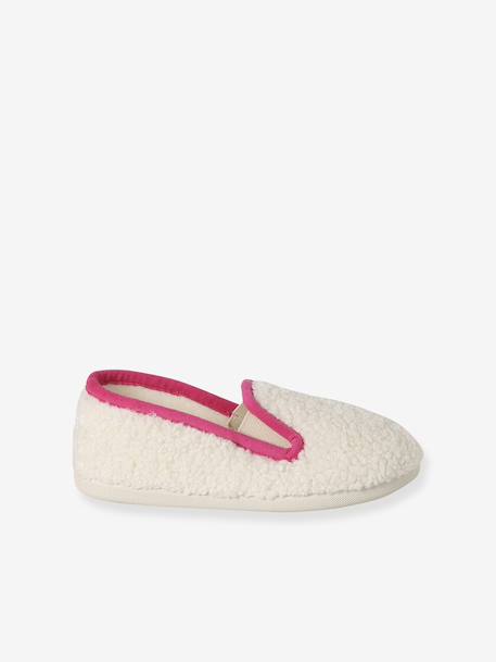Chaussons élastiqués enfant fabriqués en France écru+rose imprimé - vertbaudet enfant 