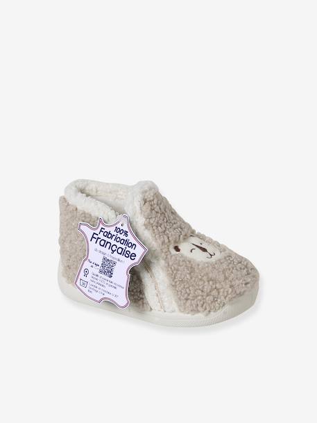 Chaussons textile moutonné bébé fabriqués en France beige - vertbaudet enfant 