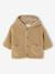 Sherpa hooded coat for babies with 'leopard' print lining beige+old rose - vertbaudet enfant 