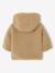 Sherpa hooded coat for babies with 'leopard' print lining beige+old rose - vertbaudet enfant 