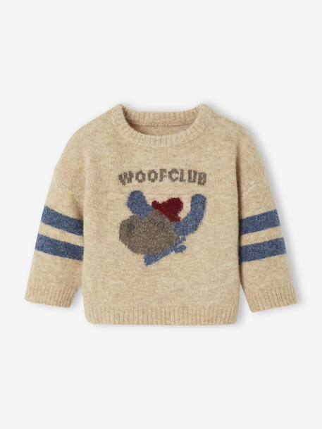 Knitted baby jumper with jacquard pattern marl beige - vertbaudet enfant 