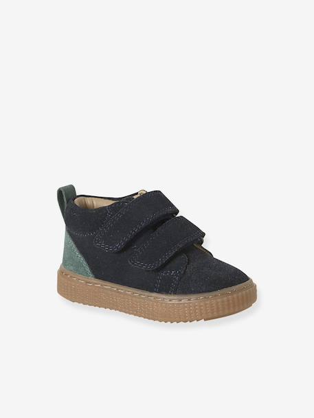 Bottines bébé garçon cuir à scratchs marine+taupe - vertbaudet enfant 