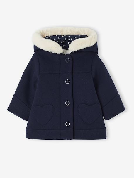 Coat with Hood for Baby Girls Light Grey+navy blue - vertbaudet enfant 