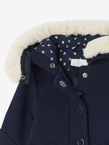Coat with Hood for Baby Girls Light Grey+navy blue - vertbaudet enfant 