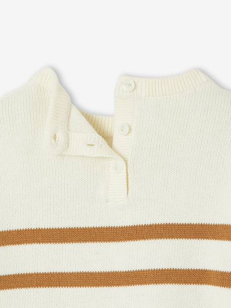 Striped knitted baby jumper caramel+navy blue+sage green - vertbaudet enfant 