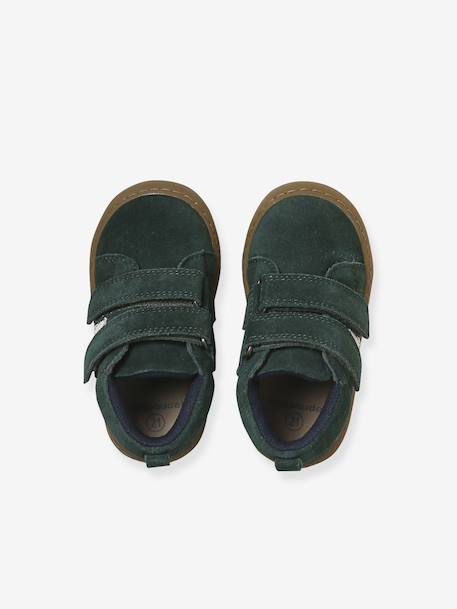 Baskets bébé garçon cuir à scratchs camel+marine+vert - vertbaudet enfant 