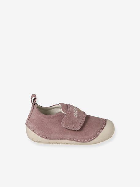 Soft Pram Shoes with Hook-&-Loop Strap for Babies gold+old rose - vertbaudet enfant 