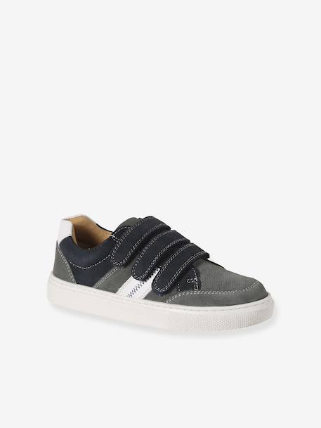 Trainers with leather velcro straps for children set grau - vertbaudet enfant 