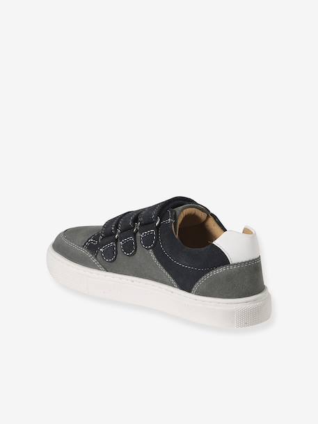 Trainers with leather velcro straps for children set grau - vertbaudet enfant 