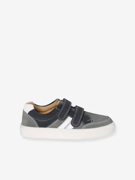 Leather Hook-&-Loop Trainers for Children, Designed for Autonomy set grau - vertbaudet enfant 