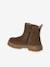 Girls' elasticated and zipped leather boots camel - vertbaudet enfant 