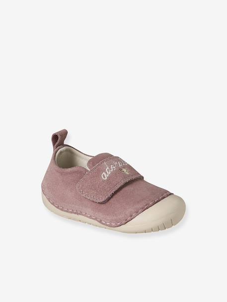 Soft Pram Shoes with Hook-&-Loop Strap for Babies gold+old rose - vertbaudet enfant 