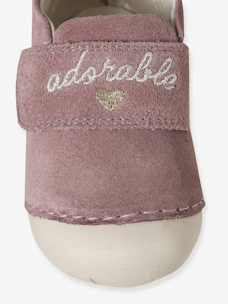 Soft Pram Shoes with Hook-&-Loop Strap for Babies gold+old rose - vertbaudet enfant 