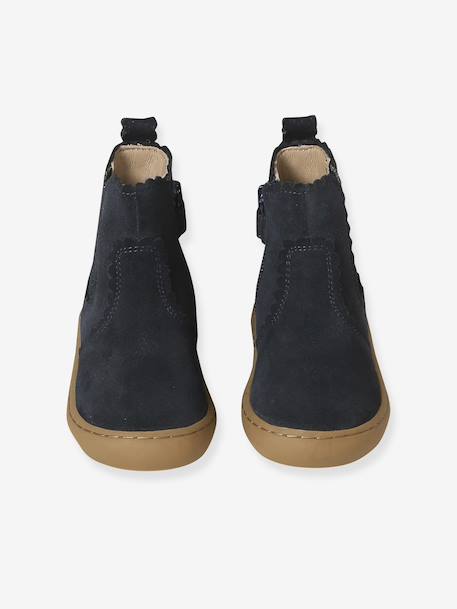 Leather Zipped & Elasticated Chelsea Boots for Babies navy blue - vertbaudet enfant 