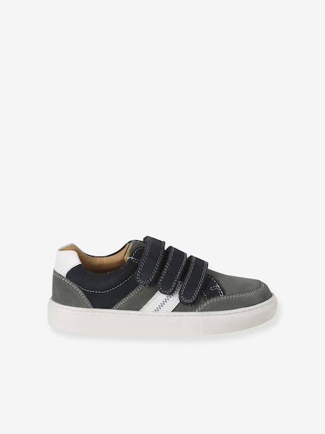 Trainers with leather velcro straps for children set grau - vertbaudet enfant 