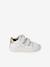 Trainers with leather velcro straps for babies gold+white - vertbaudet enfant 