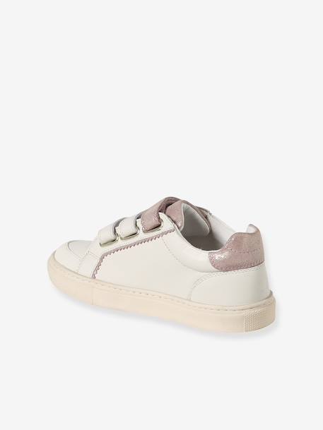 Trainers with Leather Hook-&-Loop Straps for Children ecru+printed white+set white - vertbaudet enfant 