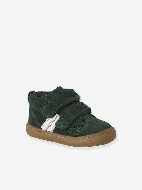 Baskets bébé garçon cuir à scratchs camel+marine+vert - vertbaudet enfant 