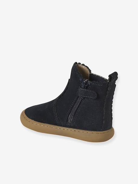 Leather Zipped & Elasticated Chelsea Boots for Babies navy blue - vertbaudet enfant 