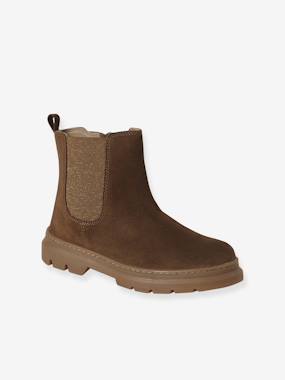 Shoes-Girls Footwear-Ankle Boots-Girls' elasticated and zipped leather boots 