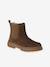 Girls' elasticated and zipped leather boots camel - vertbaudet enfant 