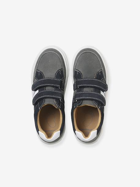 Leather Hook-&-Loop Trainers for Children, Designed for Autonomy set grau - vertbaudet enfant 