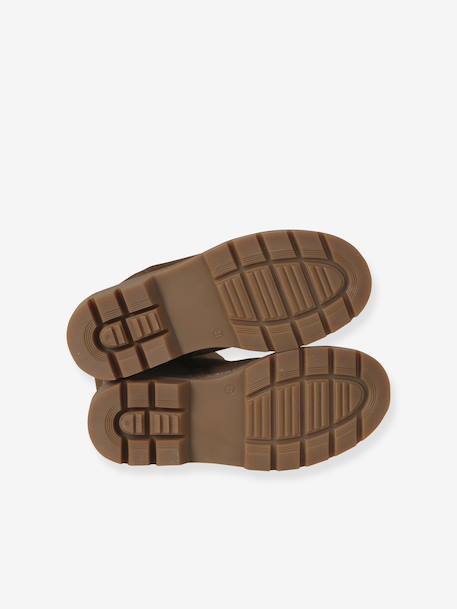 Girls' elasticated and zipped leather boots camel - vertbaudet enfant 