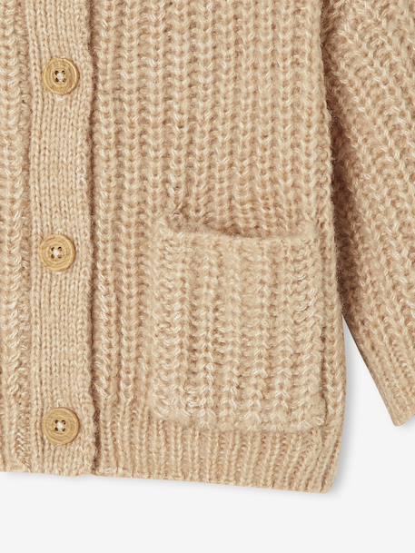 Gilet bébé en maille grosse jauge beige chiné+vert sauge - vertbaudet enfant 