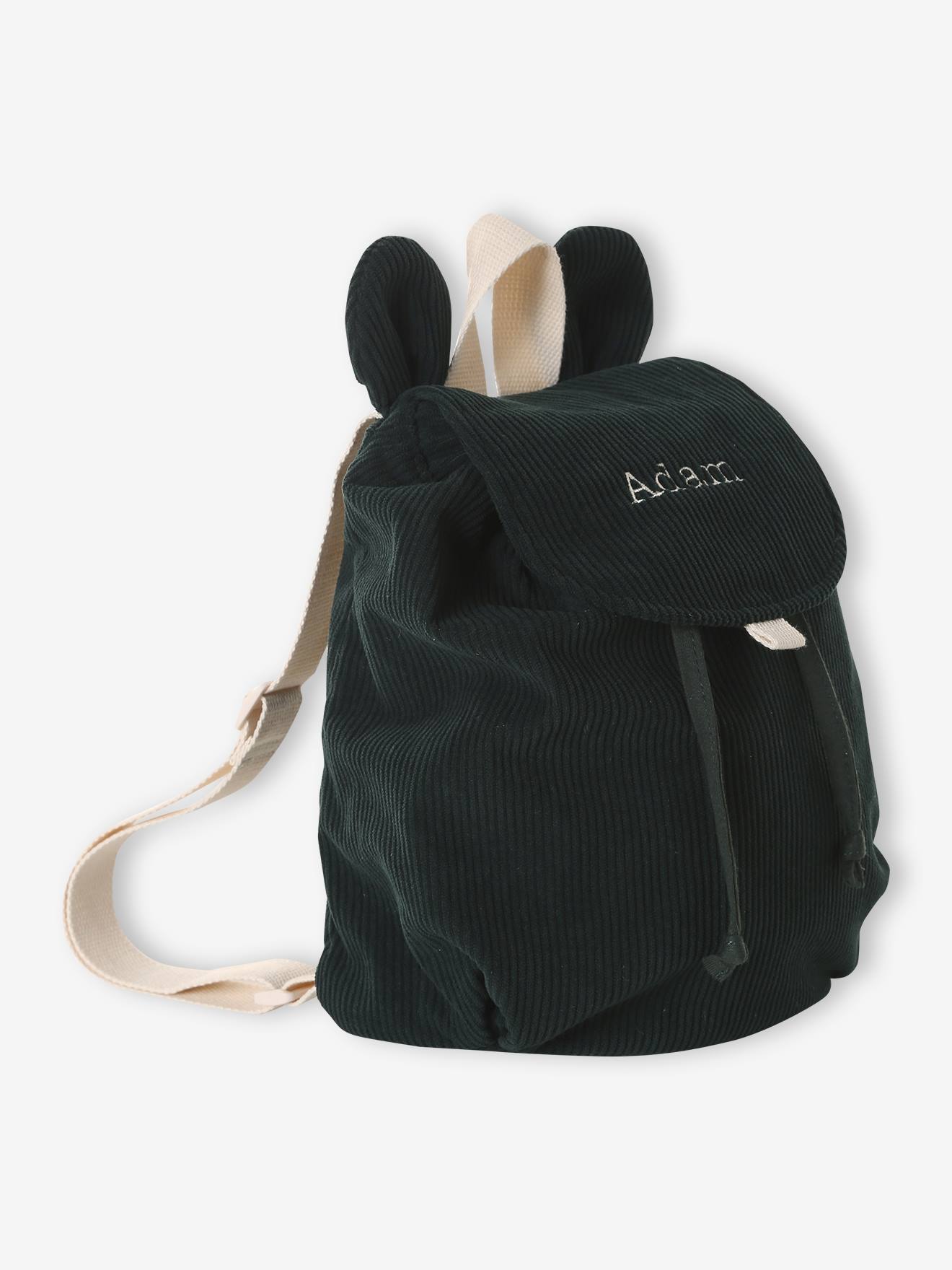 Sac à Dos Enfant Personnalisable Brodé Velours Côtelé - Petit Ours Mignon - Cadeau Rentrée Ou Anniversaire - 6