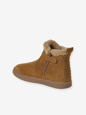Chaussures-Boots enfant fille en cuir fourrées