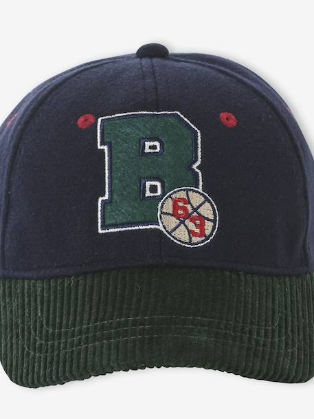 Warm 'Baltimore' Cap in Wool & Corduroy for Boys navy blue - vertbaudet enfant 