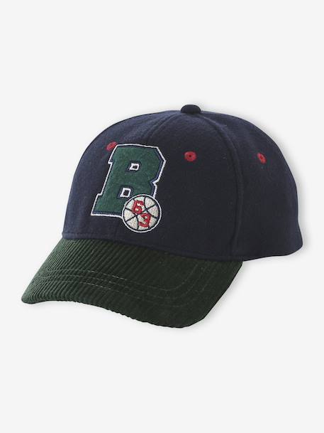 Warm 'Baltimore' Cap in Wool & Corduroy for Boys navy blue - vertbaudet enfant 
