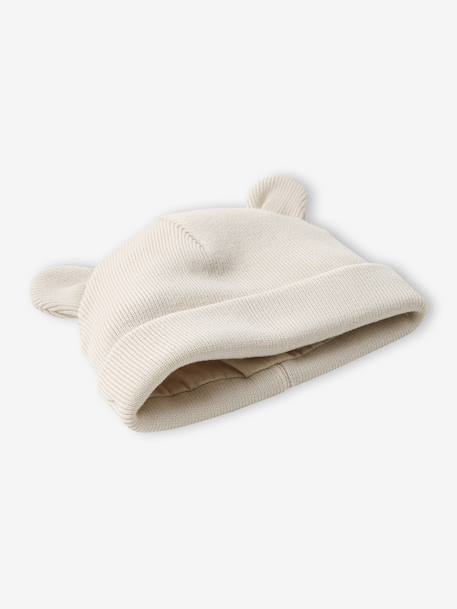 Bear Beanie with 3D Ears for Babies ecru - vertbaudet enfant 