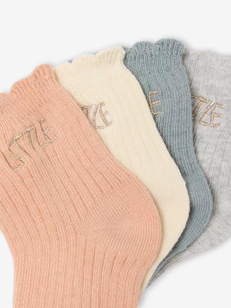 Pack of 4 Pairs of 'Little' Socks for Babies coral+navy blue+pale blue+pale pink - vertbaudet enfant 