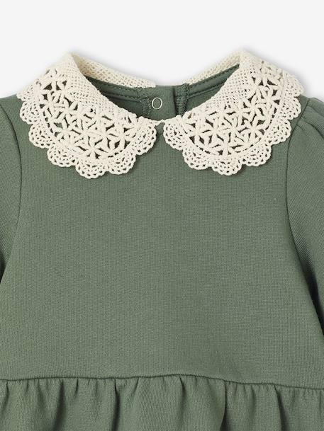 Baby dress in fleece with crochet collar green - vertbaudet enfant 