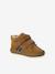 Mid-top fur-lined leather trainers with touch 'n' close fastening for babies camel+green+navy blue - vertbaudet enfant 