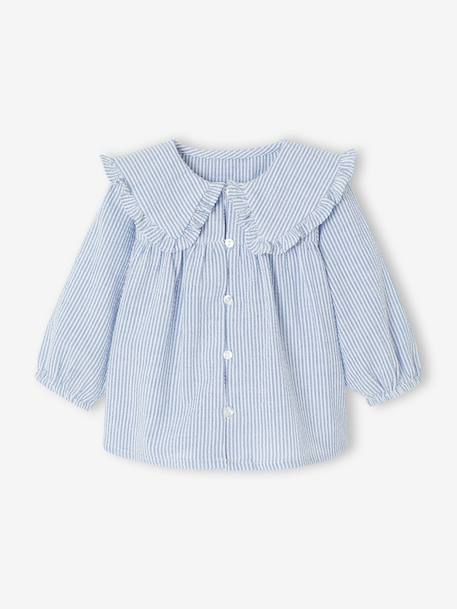 Blouse rayée bébé en seersucker rayé bleu - vertbaudet enfant 