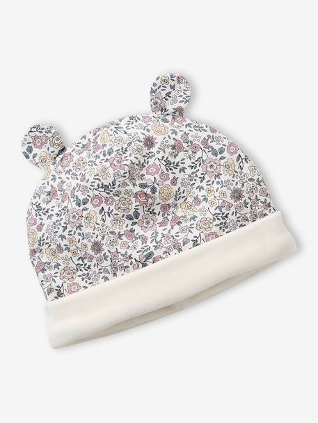 Sherpa-Lined Floral Print Beanie & Snood Set for Babies printed pink - vertbaudet enfant 